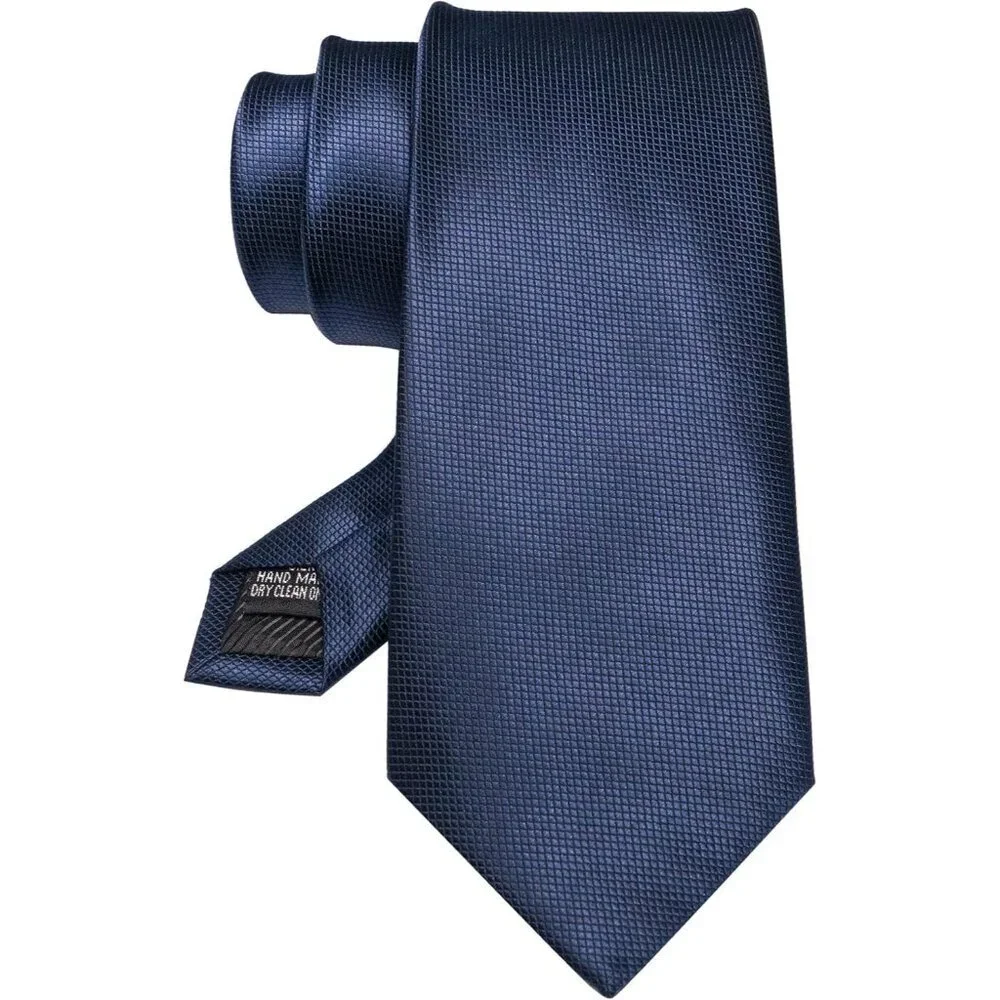 Men's Navy Blue Solid Pure Color Imported Polyester Formal Neck Ties